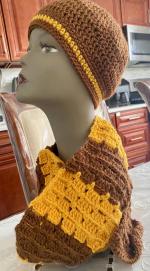Adult Crochet Beanie Hat and Scarf
