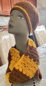 Adult Crochet Beanie Hat and Scarf